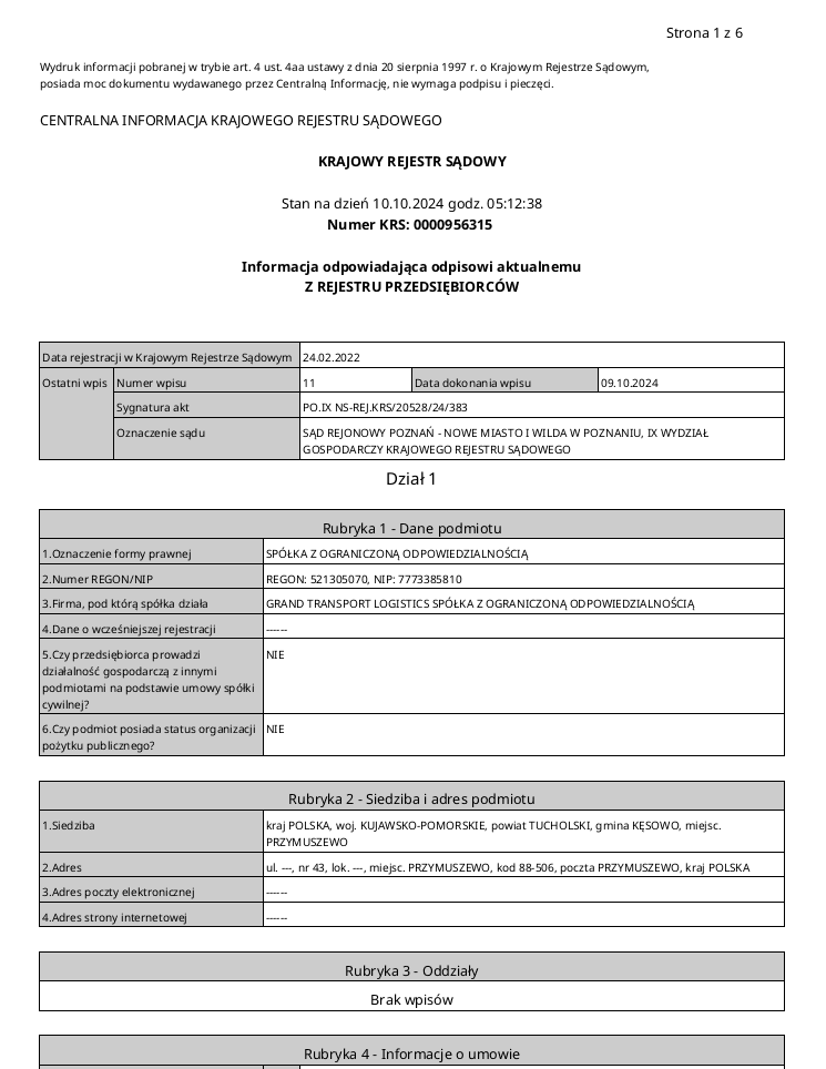 Grand transport logistics KRS
