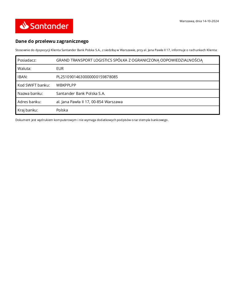 Account details EUR